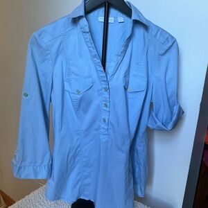 New York & Company Sky Blue Button-Down Shirt